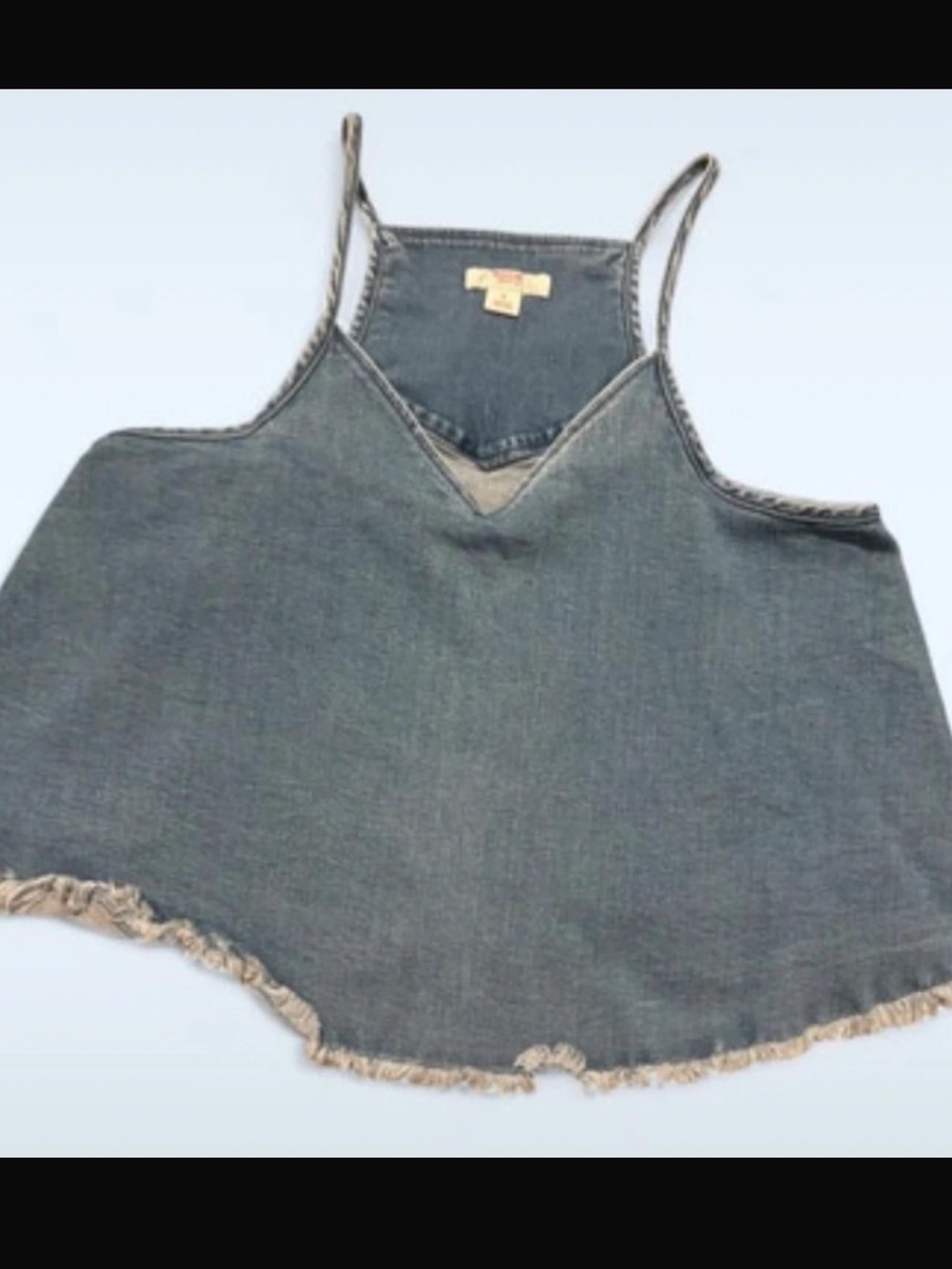 Mossimo Supply Co. Washed Black Denim Camisole with Frayed Hem